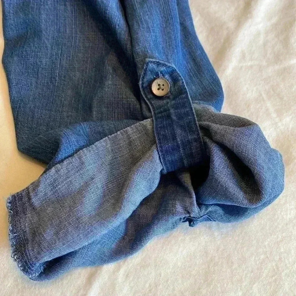 Side Stitch Los Angeles Denim Shirt Dress, Blue, Plus Size 2X Petite. - Picture 4 of 10